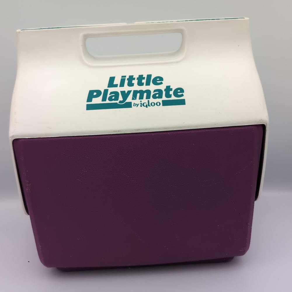 Vintage Igloo Little Playmate Cooler 7 Qt Purple White Retro Tent Top Lunch Box